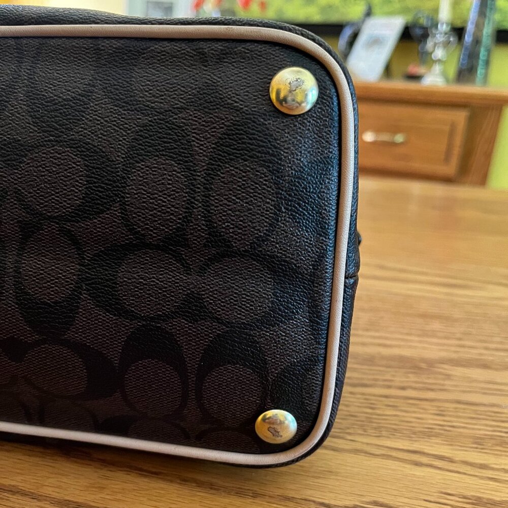 Coach Signature Monogram Handbag Satchel - Picture 7 of 11
